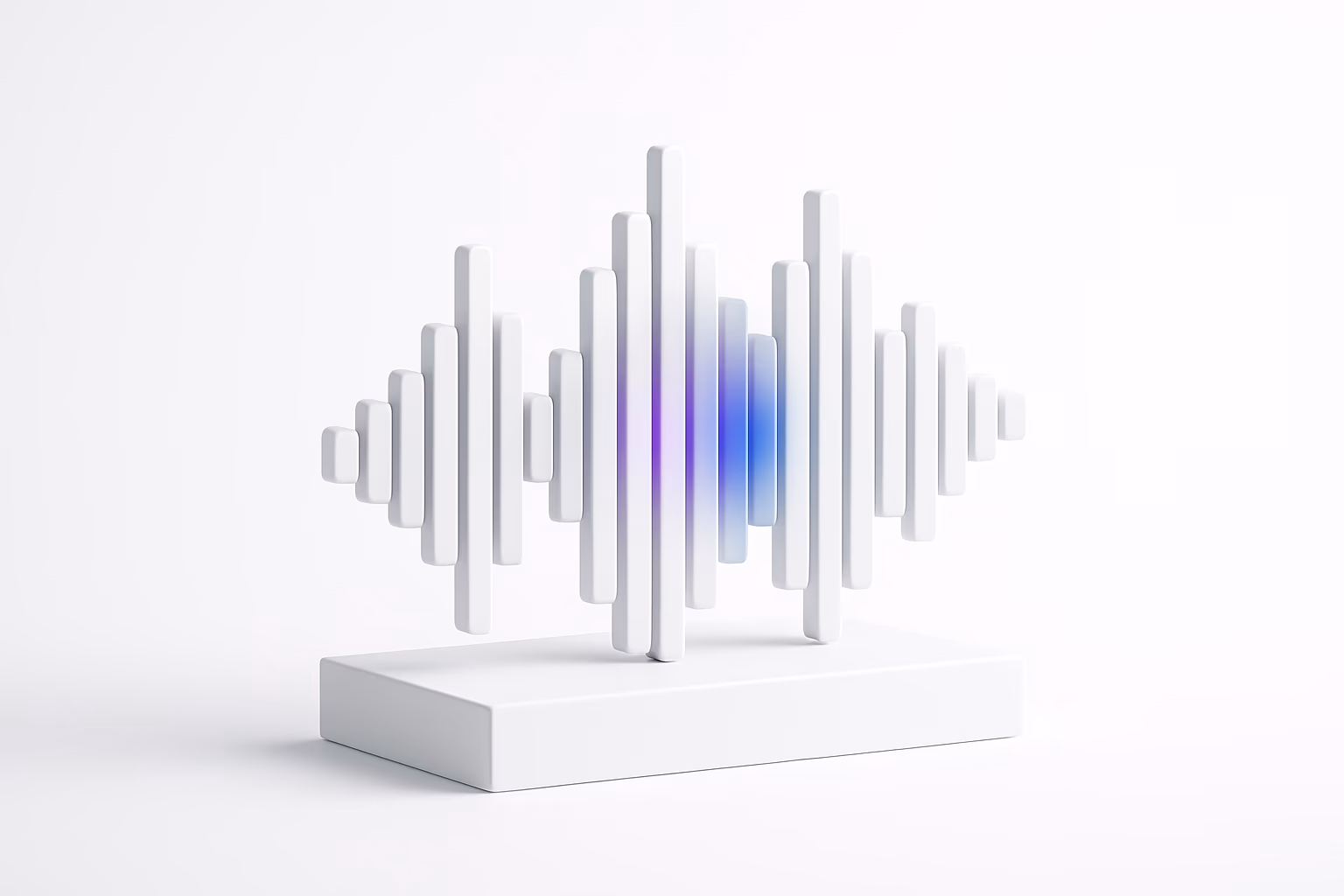 Illustration: sound wave in relief, lit in purple at the centre